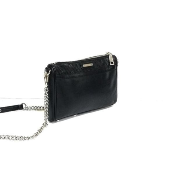 Rebecca Minkoff Mini Mac Perforated Leather Crossbody Bag in Black / Silver - Picture 6 of 13